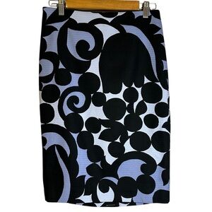 Ann Taylor Tulip Pencil Skirt Blue Abstract Floral Swirl NWT Women's 4‎ Career